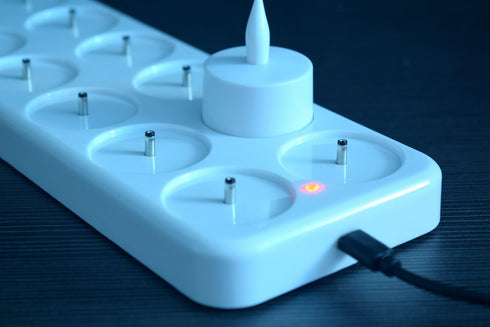 HERO-LED CD-RC-12ST-A Set 12, Upgraded Rechargeable LED Electric Candles, Flameless Flickering Tea Lights, of Amber