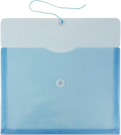 JAM PAPER Plastic Envelopes with Button & String Tie Closure, Blue, 12/Pack