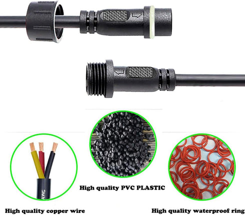 Waterproof Connectors 4 Wire, 14AWG Male Female Plug LED Connector with 4Pin Waterproof Connectors, IP68 Extension Cable