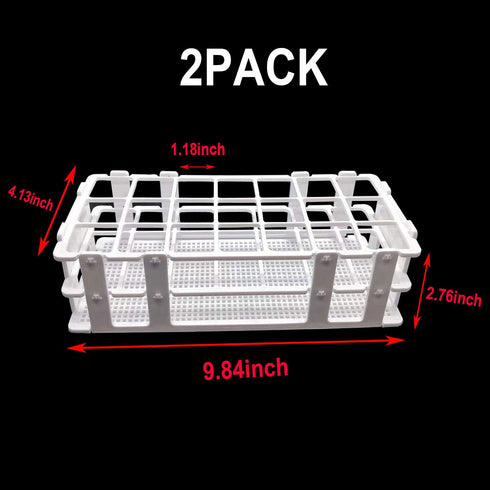 Plastic Test Tube Rack 2 Pack 21 Holes Lab Test Tube Rack Holder for 30mm and Below The Test Tubes, Detachable, 21 Holes