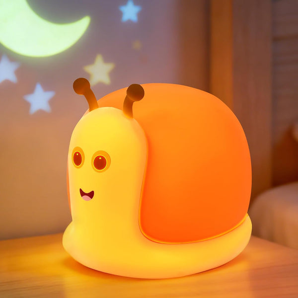Cute Snail Night Light 2 Brightness Adjustable Fun Orange Slug Light with