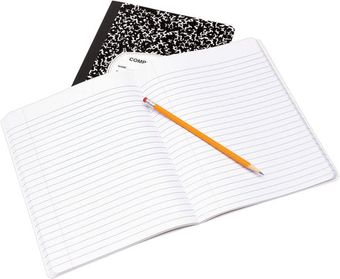 EPI Wide Ruled Black Marble Composition Notebook, 100 Sheets, 3-Pack
