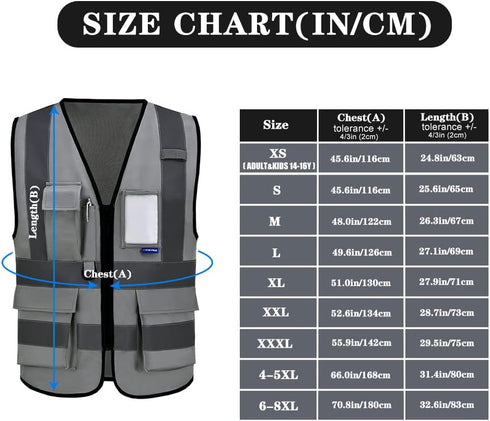 A-SAFETY grey security vest with zipper pockets