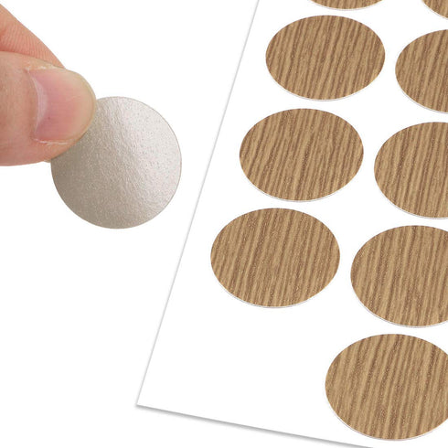 uxcell Self Adhesive Screw Hole Covers Stickers - Textured Plastic for Wood Furniture Cabinet Shelve Plate 21mm Dia