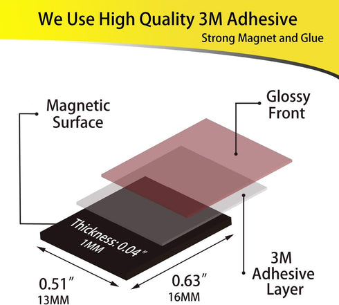 FCLUB Ultra-Thin Adhesive Magnets, 100Pcs Self-Adhesive Magnetic Squares for Crafts