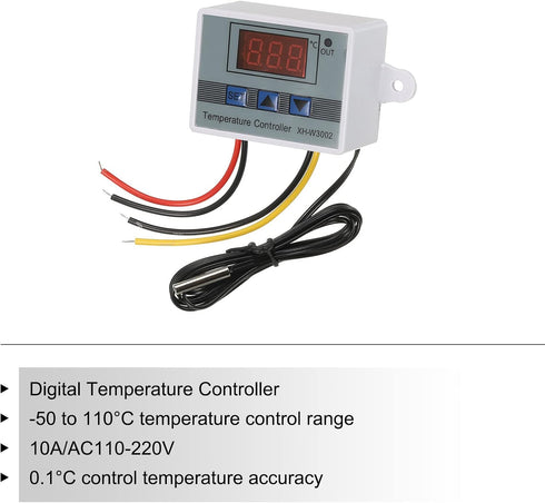 MECCANIXITY AC110-220V LED Digital Thermostat Controller, Heating Cooling -50 to 110°C with NTC 10K Temperature Probe