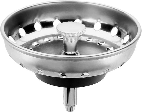Hydro Master Kitchen Sink Basket Strainer - Standard Drains (3-1/2 Inch) Stainless Steel with Rubber Stopper