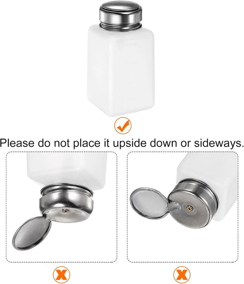 3pcs Solvent Alcohol Dispensers, 200ml Push Down Liquid Dispenser Pump with Stainless Steel Lid for Acetone