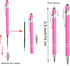 PASISIBICK 12 Pieces Pink Ballpoint Pen with Stylus Tip, 2 in 1 Premium Metal Stylus Pen for Touch Screens (12 PCS Pink)