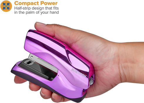 Bostitch Office Heavy Duty Stapler, 40 Sheet Capacity, No Jam, Half Strip, Metallic Purple for Classroom or Office