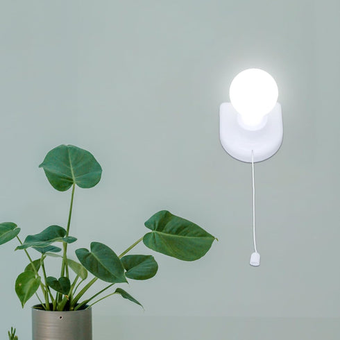 2Pcs Bulb Uonlytech Wire LED Cabinet Lamp Night Light Wall Pull Rope Battery Operated Self Adhesive Wall Mount Light