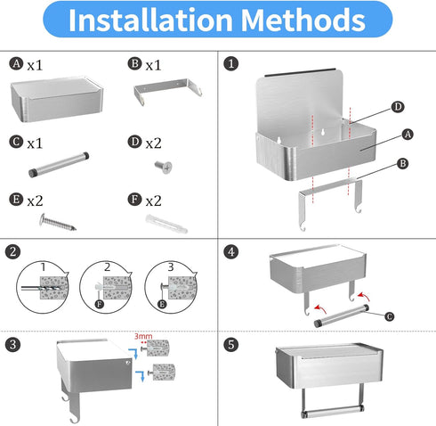 SUS304 JUYSON Toilet Paper Holder with Shelf Brushed Nickel, Flushable Wipes Dispenser Fits for Bathroom Wipe Storage