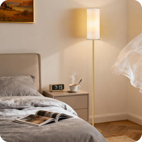 Dimmable Bulb 3000K-6500K, DE06LD05W1 Floor Lamp for Living Room with Remote and Foot Switch, Standing Tall Lamp