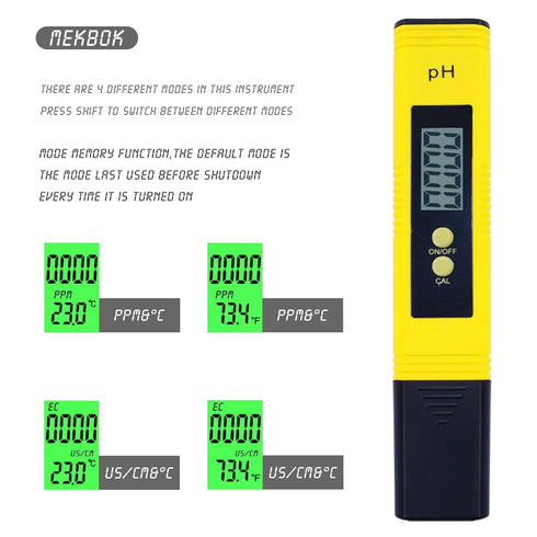 Risantec Digital PH Meter Tester for Water, Aquarium, Pool, Hot Tub, Hydroponics, Wine