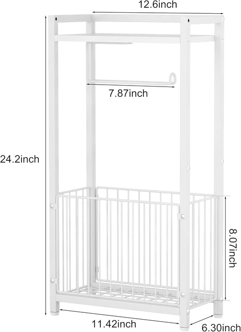X-cosrack Freestanding Toilet Paper Holder with Storage Shelf - All-in-One Toilet Roll Dispenser and Organizer
