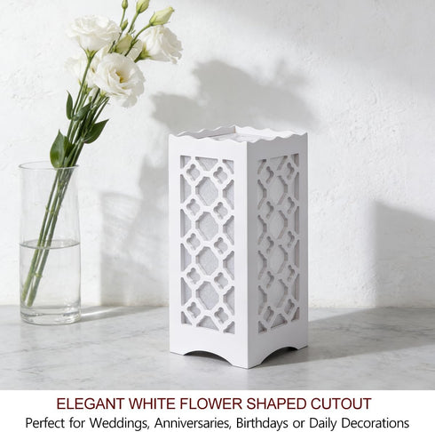 9" Tall LED Table Lamp with Flower Shaped Carving (Battery & USB Operated) - LED Desk Lamps Rechargeable with USB