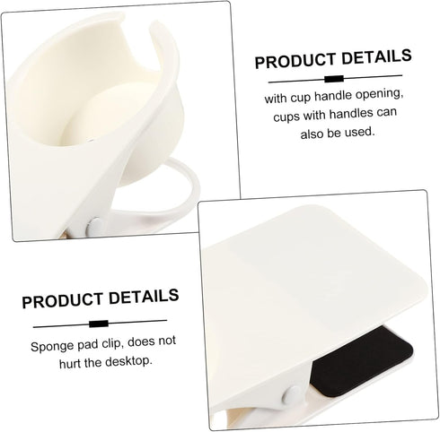 Large Thick Cup Holder Clip for Desk Adjustable Table Side Beverage Holder Clip Sturdy Plastic Drink Organizer