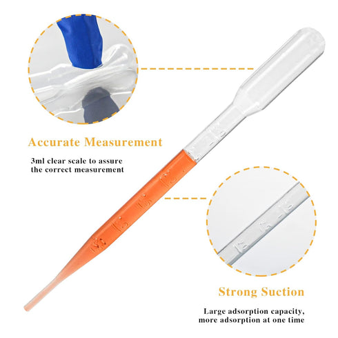 Disposable Transfer Pipettes Dropper, 3ml Plastic Pasteur Pipette, Pack of 200