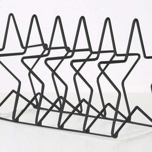 SUPVOX Iron Wire Bookend and Desk Organiser, Star Shaped Iron Art Book Rack, Black Metal Desktop Magazine Holder