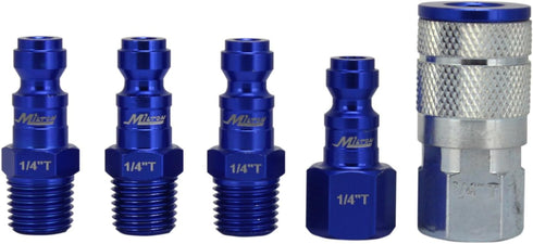 ColorFit Coupler & Plug Kit - 5 Piece, T-Style 1/4" NPT Blue