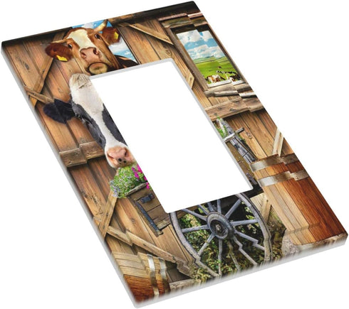 Farm Cow Single Rocker Light Switch Cover, Decorative Wall Plate for Farmhouse Country Home Decor