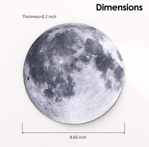 ProElife Round Mouse Pad Gaming Cute Moon Mousepad, 8.66-Inch Non-Slip Rubber Base for Home Office
