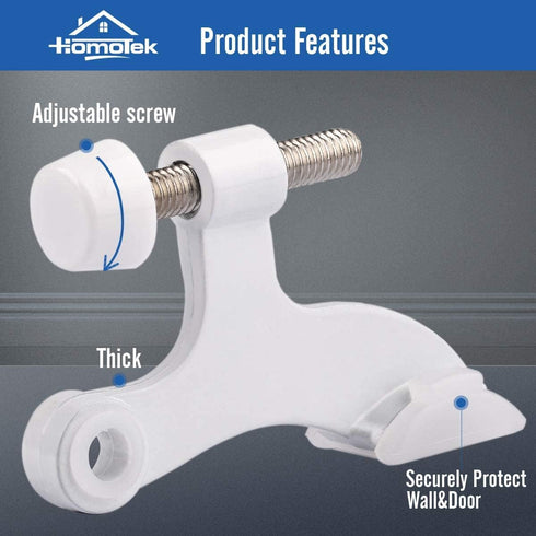HOMOTEK 36 Pack Hinge Pin White Door Stopper, Adjustable Deluxe Heavy Duty Door Stopper 2-1/2"x1-3/4” with White Rubber