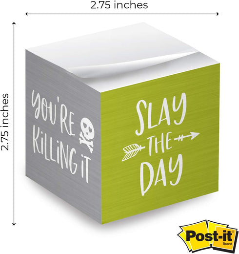 Motivational Sticky Note Cube, 600 Sheets, 2.75" Memo Block with Bright Empowering Messages