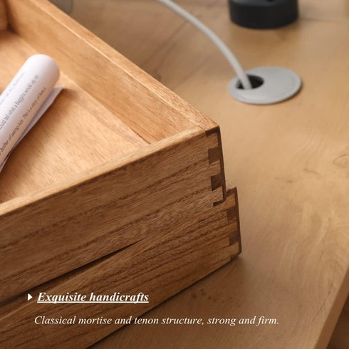 Wood Stackable Paper Trays for Office Supplies - 2 Set Wooden Desktop File Folder Holder Tray for Letter Document