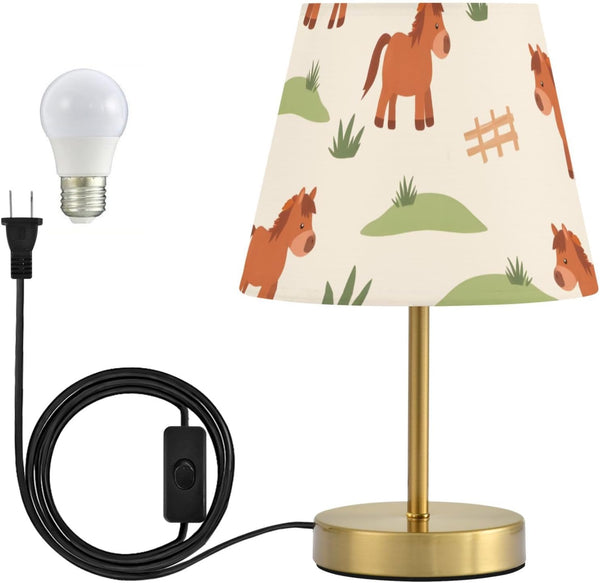 ALAZA Table Lamp for Bedroom Nightstand Horse Grass Fence Bedside Lamp with