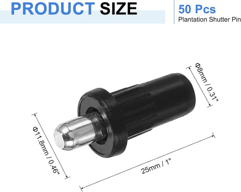 50pcs Black(1 0.46 0.31 Inch) uxcell Shutter Repair Pins, Spring Loaded Plantation Shutter Replacement Repair Pins