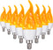 E12 Flame Bulbs 8 Packs, 3 Mode LED Candelabra Flame Light Bulb, 2.0 Watt Warm White, 1800K Candle Light Bulbs for