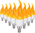 E12 Flame Bulbs 8 Packs, 3 Mode LED Candelabra Flame Light Bulb, 2.0 Watt Warm White, 1800K Candle Light Bulbs for