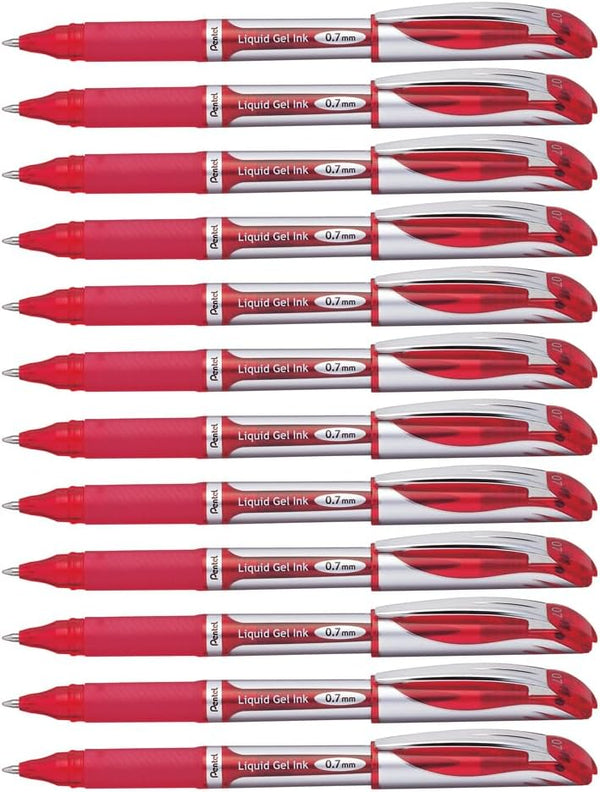 Pentel 616275 EnerGel Deluxe Gel Pens, Medium Point, Red Ink, Dozen (BL57-B)