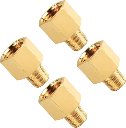 SUNGATOR 4-Pack Brass NPT Reducer Adapters, 1/8 Inch Male x 1/4 Female, Pipe Fitting Extension Connectors