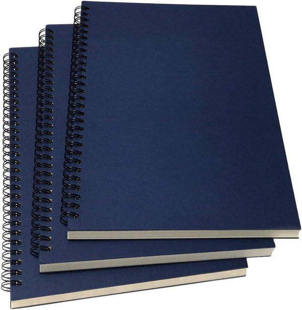 B5 Spiral Notebook/Spiral Journal, Unruled, 100gsm Thick Blank Paper, Hard Kraft Cover, 65 Sheets, 10.5" x 7.2", 3-Pack