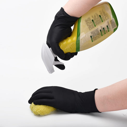 5 Schneider Black Nitrile Exam Gloves, Mil Disposable Gloves, Latex Free & Powder Free, for Medical, Cleaning, Food