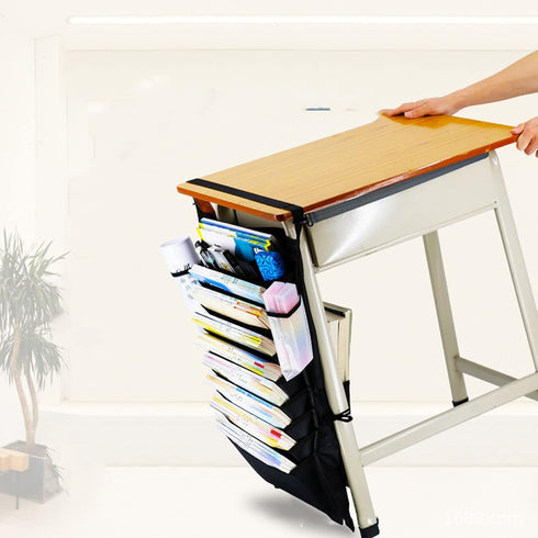 Zerodis Hanging Storage Bag Desk Side Organizer Large Capacity Oxford Fabric Book Holder with Anti Slip Hook Space