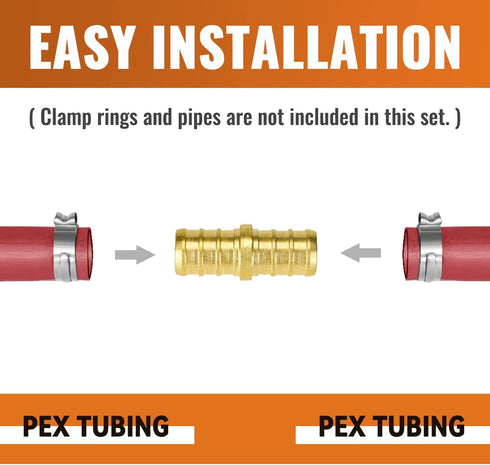 SUNGATOR 1/2 Inch Pex Fittings, 25-Pack No Lead Brass Coupling for Pex Pipe, NSF, UPC Certified