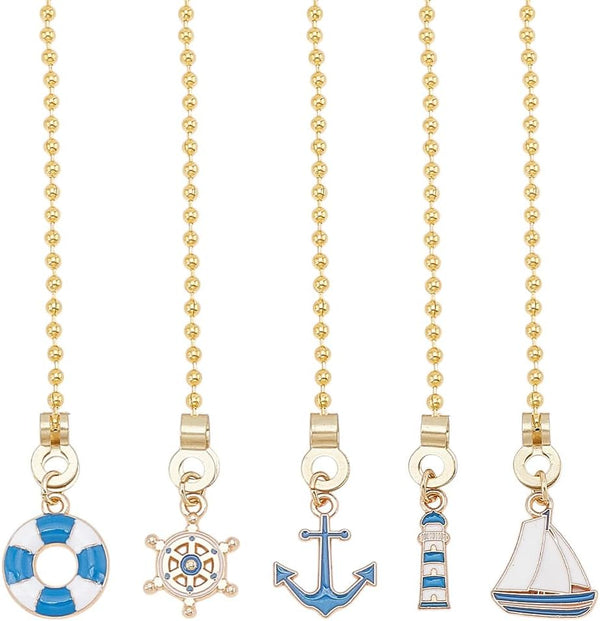 10Pcs Alloy Ceiling Fan Pull Chain Pendant 13.19 Inch Anchor Wheel Ship