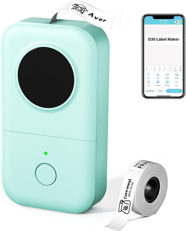 Phomemo D30 Label Maker, Portable Bluetooth Label Printer for School Office Home Organization, USB Rechargeable (Green)