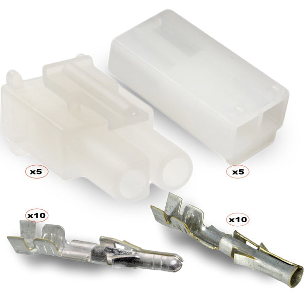 2-Circuits .093" - MOLEX Connector, 5 Matched Set, 14-20 AWG, Free Hanging with Lock