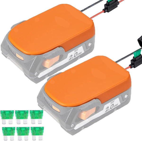 Power Wheel Adapter for AEG RIDGID 18V MAX Lithium Battery, 2 Packs with Fuses & Wire Terminals for DIY RC Car Toys