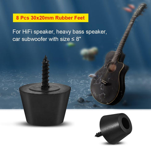 Zerone Guitar Speaker Rubber Feet - 4 Pair/8 Pcs #5 30x20mm Anti-Vibration Pads with Screw for Guitar Amplifier