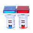 LED Display Voltmeter, Voltage Tester Current Detector, AC 50-500V, 0-100A, Round 22mm, Square Blue