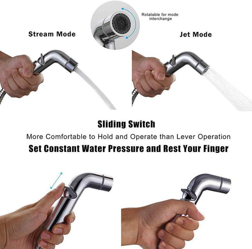 VNFOCRQJH Set Bidet Sprayer for Toilet Chrome Dual Function Cloth Diaper Washer Wall Mounted Hand Held Bidet Spray Kit