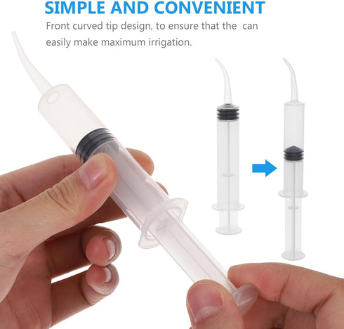 4pcs Disposable Dental Irrigation Syringe with Curved Tip Colostrum Syringes for Dental Care
