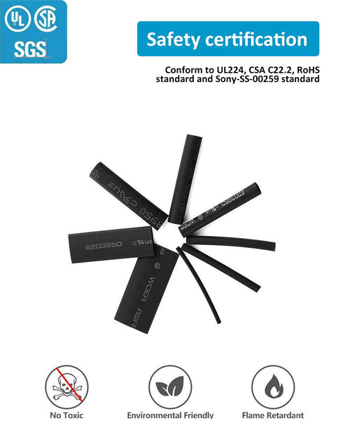 650 Pcs Black Heat Shrink Tubing, innhom UL Approved 2:1 Electrical Cable Wire Kit Set for Long Lasting Insulation