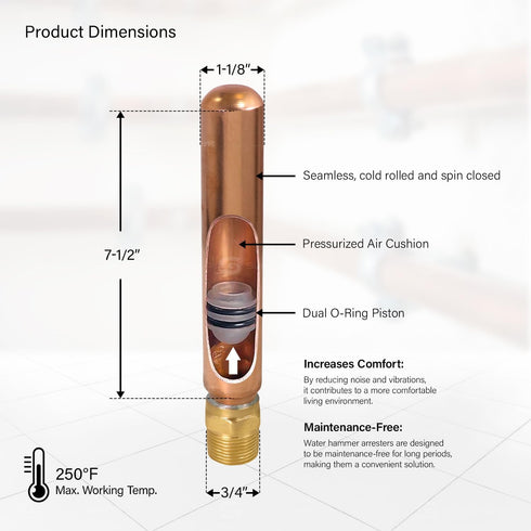Supply Giant IS-C-34NQU Water Arrestor Type B Straight, Brass