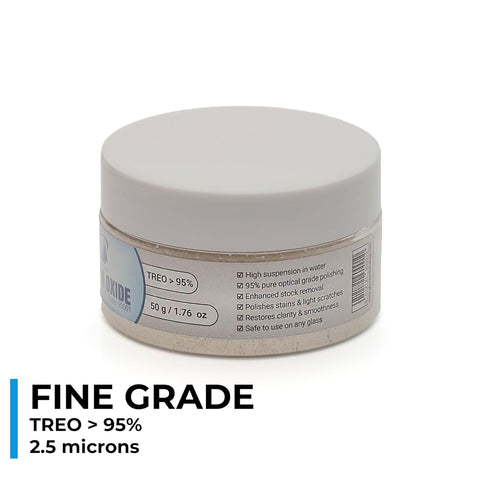 GLASS POLISH PRO 1.76oz (50g) Fine-Grade Glass Polishing Powder, Cerium Oxide, White
